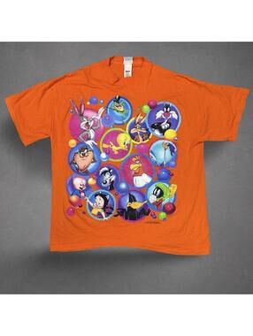 Vintage 1997 Looney Tunes Character T-Shirt Single Stitch Orange XL